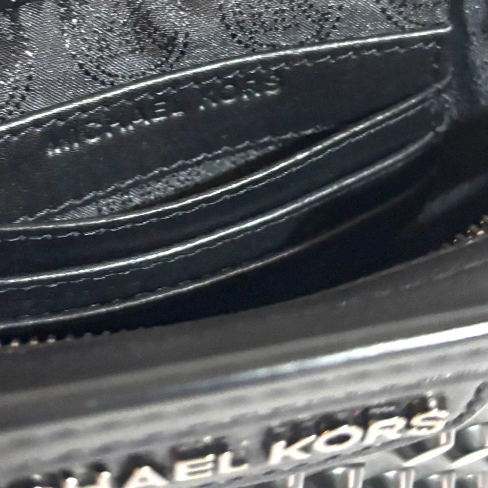 Michael Kors Studded Black Leather Crossbody Bag
